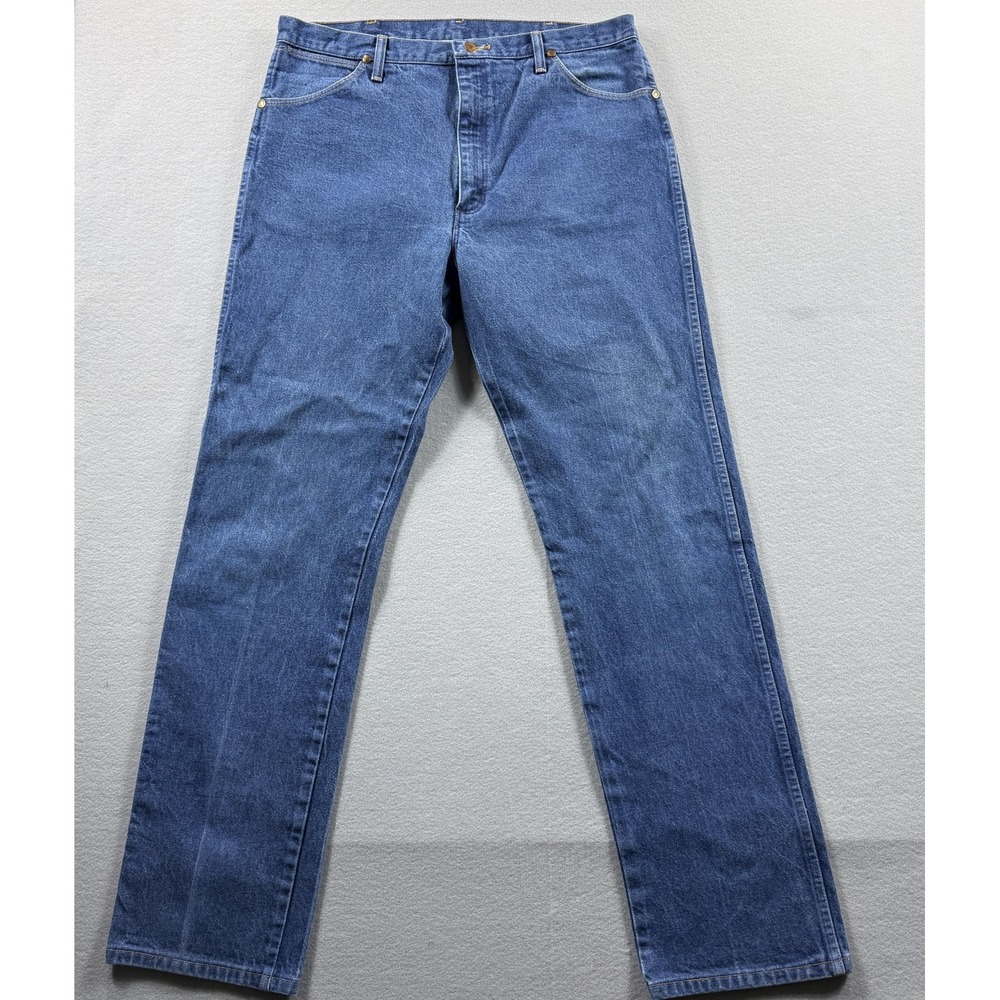 Wrangler 13MWZ Jeans Mens 36x34 Blue Cowboy Cut Original Fit Denim